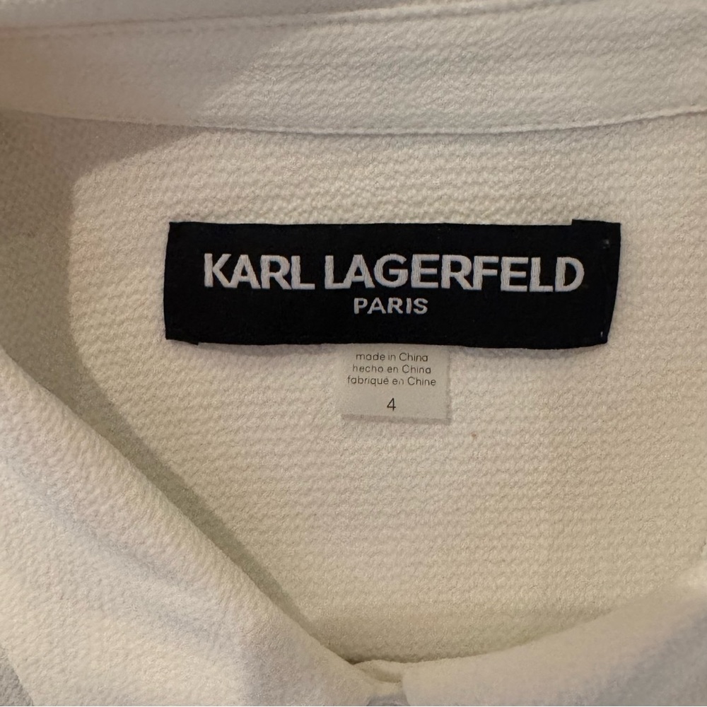 Classic Karl Lagerfeld White and Blue Tweed Dress - Picture 3 of 6